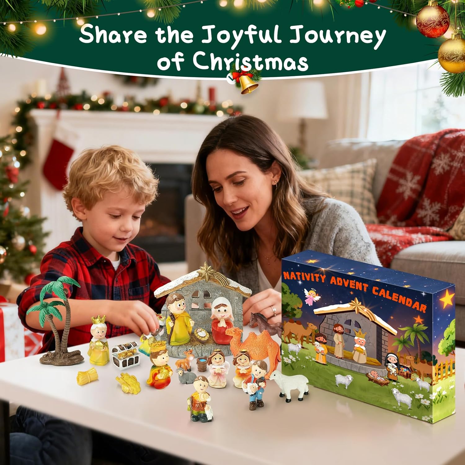 Nativity Advent Calendar - 24-Day Countdown Christmas Calendar | Little People Nativity Set for Kids & Adults