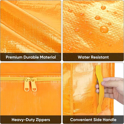 BALEINE 6-Pack Heavy-Duty Moving Bags - Oversized Storage Totes with Reinforced Handles (Light Yellow)