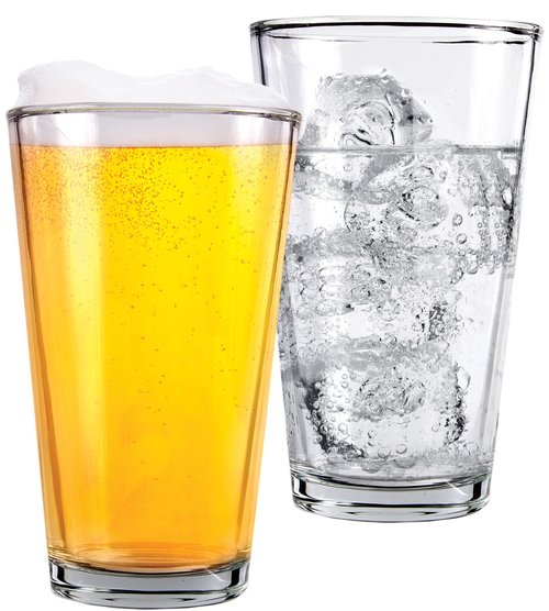 Kitchen Lux Pint Beer Glasses Set of 4 – 16 oz Tall Clear Drinking Glasses and All Purpose Tumblers – Heavy Base Cocktail, Water, Juice Glass – Pub Style Design For Home Dining, Bars, and Parties