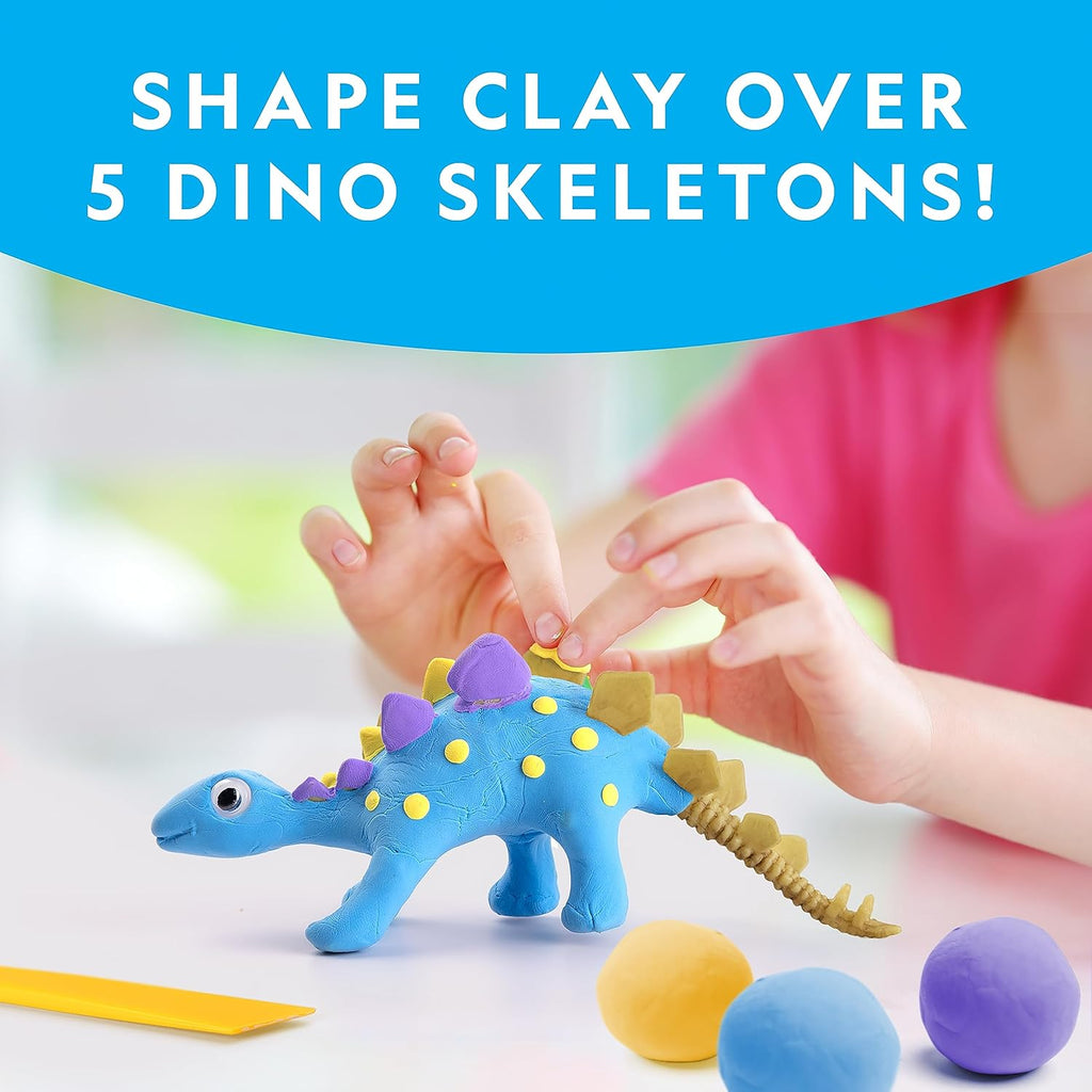 National Geographic Clay Dinosaur Arts & Crafts Kit - Air Dry Clay, 5 Colors & Dino Skeletons for Kids Ages 4-10