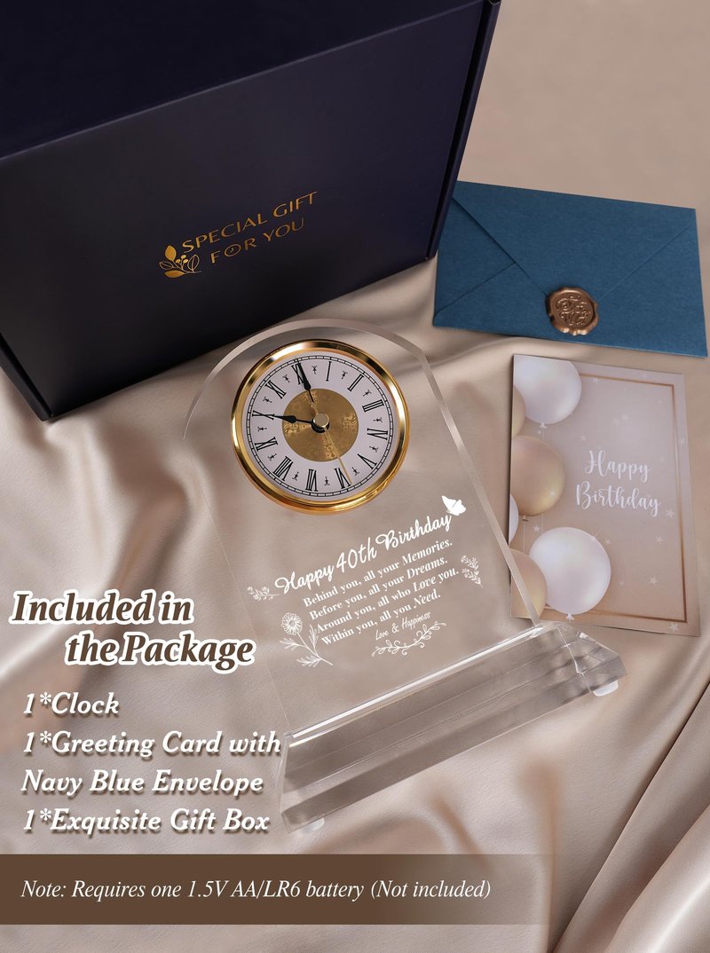DEEWISH 90th Birthday Gift Quartz Desk Clock – Elegant Home Blessing Decoration for Parents, Grandparents, Friends, Mom, Dad, Happy 90 Years Birthday Decoration for Women Men