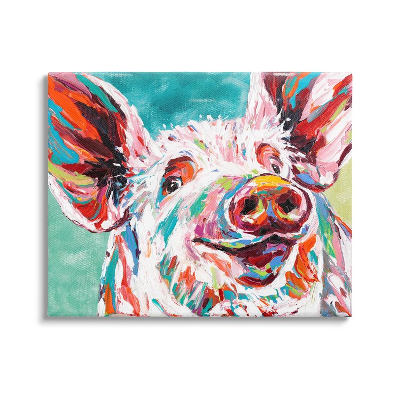 Stupell Industries Brightly Painted Pig Canvas Wall Art, 30 x 40, Multi-Color, Design By Artist Carolee Vitaletti
