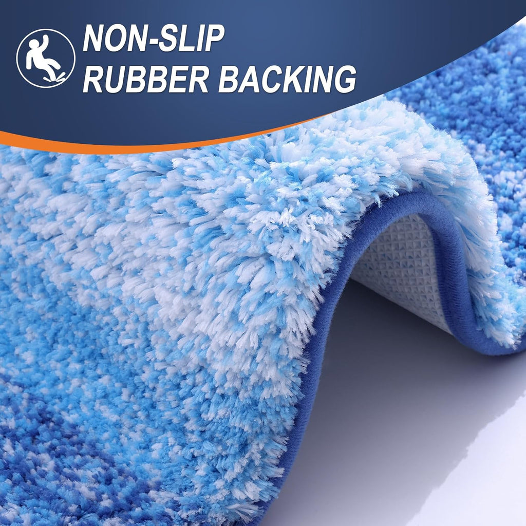 OLANLY Large Bath Rugs - Extra Soft Microfiber, Quick Dry & Washable | Light Royal Blue 50x30
