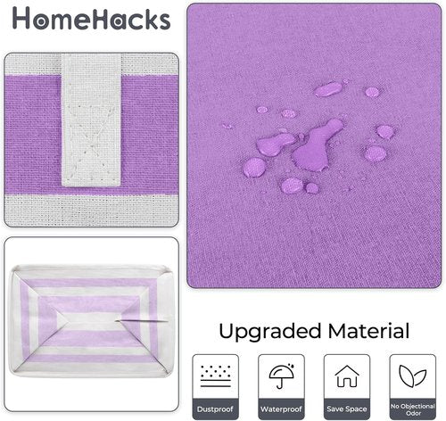 HomeHacks Large Waterproof Laundry Baskets - Collapsible Hampers with Reinforced Handles | 88L, Purple (2 Pack)