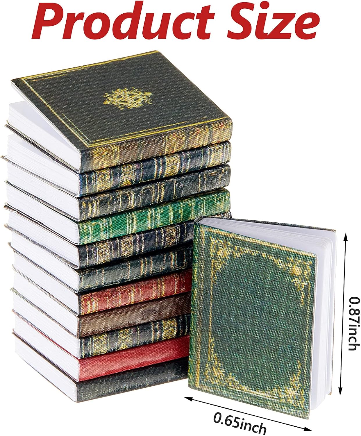 Skylety Miniature Dollhouse Books - 24 Assorted Classic Style Accessories for 1:12 Scale Decor