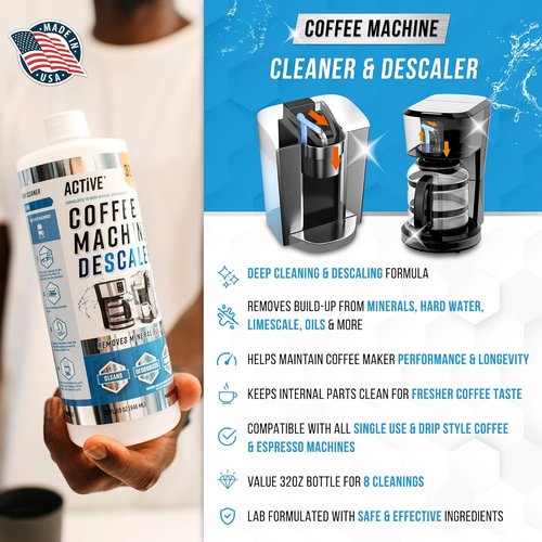 ACTIVE Coffee Machine Descaler | 32oz Descaling Solution for Keurig, Nespresso & More - Limescale Remover