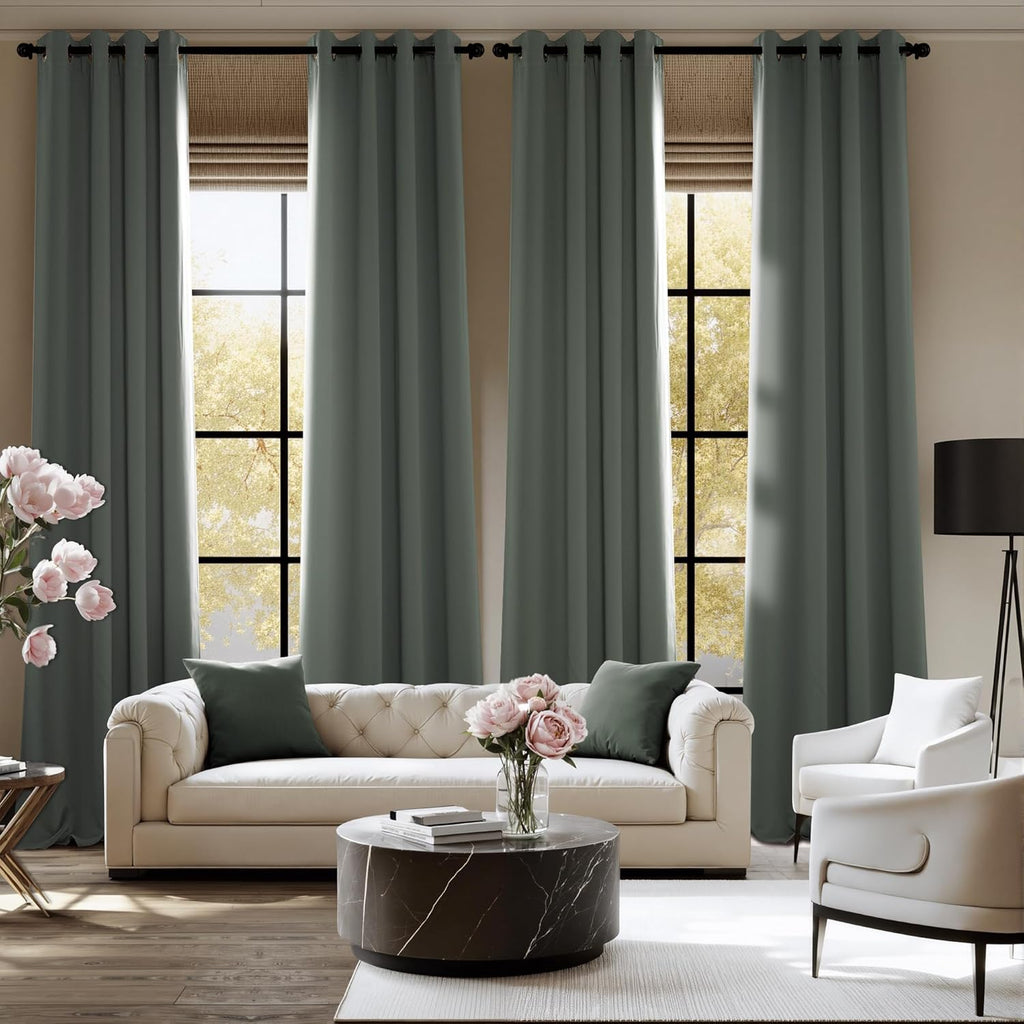 NICETOWN Room Darkening Curtains - Dark Mallard Color | 2 Panels, 52" x 84" Size