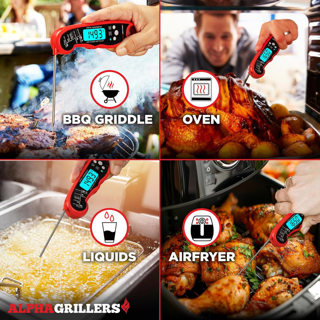 Alpha Grillers Digital Meat Thermometer - Instant Read Cooking & Grilling Tool | Perfect Gift for Foodies