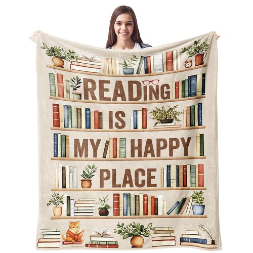 CUJUYO Book Lover Gifts for Women Men Blanket 60"x50" - Librarian Gifts Throw - Book Club Gifts for Reading Lovers Bookish - Literary Gift Ideas - Best Bookworm Gifts for Birthday Christmas Graduation