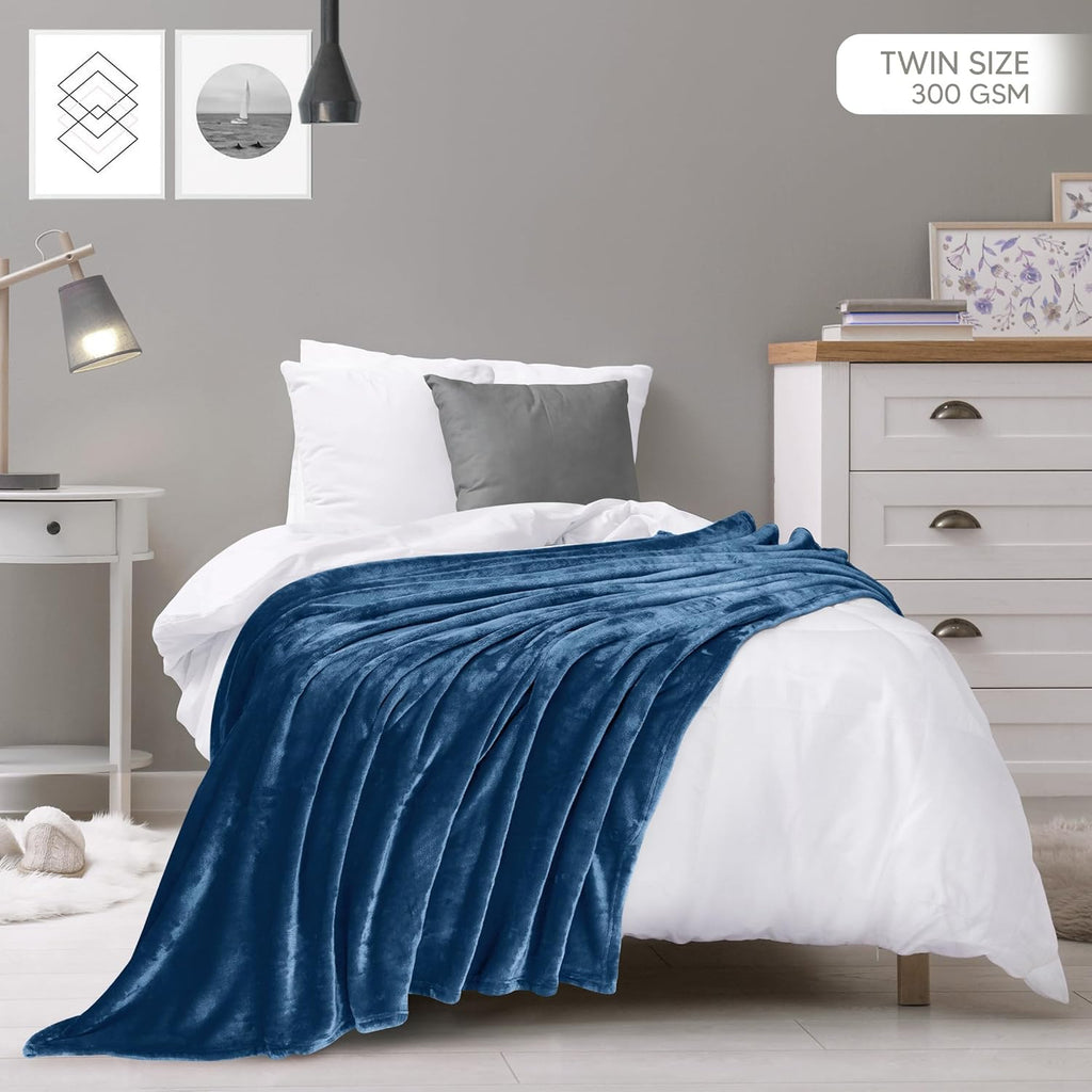 Utopia Bedding Fleece Blanket - Luxury Anti-Static Soft Microfiber - Twin Size Royal Blue (60x80 Inch)