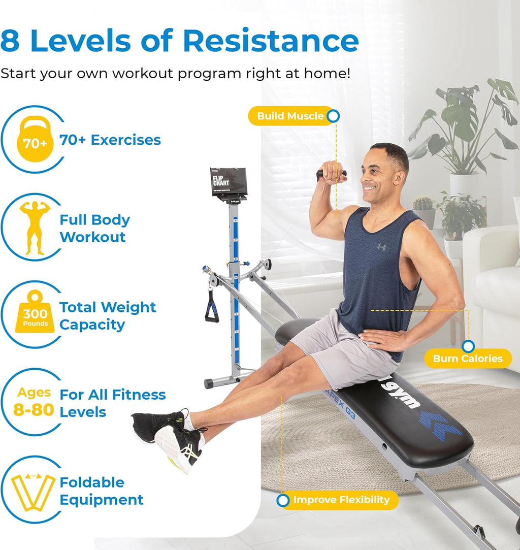 Total Gym Apex G3 - Incline Bodyweight Training Machine with 8 Resistance Levels & Squat Stand