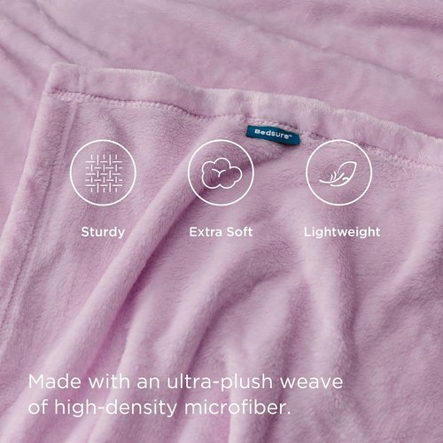 Bedsure GentleSoft Fleece Blanket - Luxuriously Soft Lightweight Plush Queen Size in Lilac Lavender, 90x90 Inches