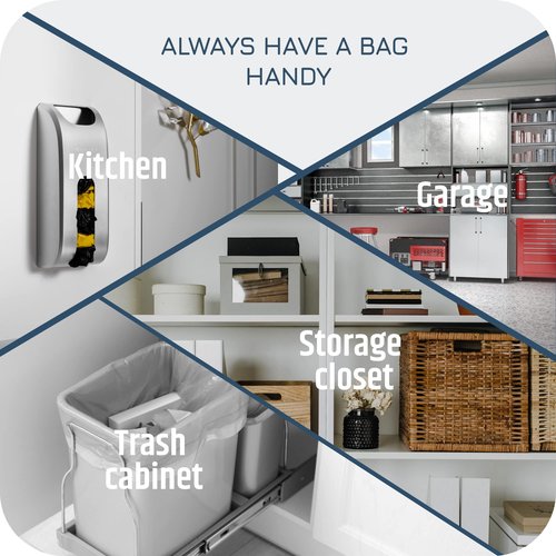 Manterio Plastic Bag Holder | Durable Plastic Wall Mount Kitchen Grocery Bag Storage Organizer | Smudge Proof, Fingerprint Resistant | Blue