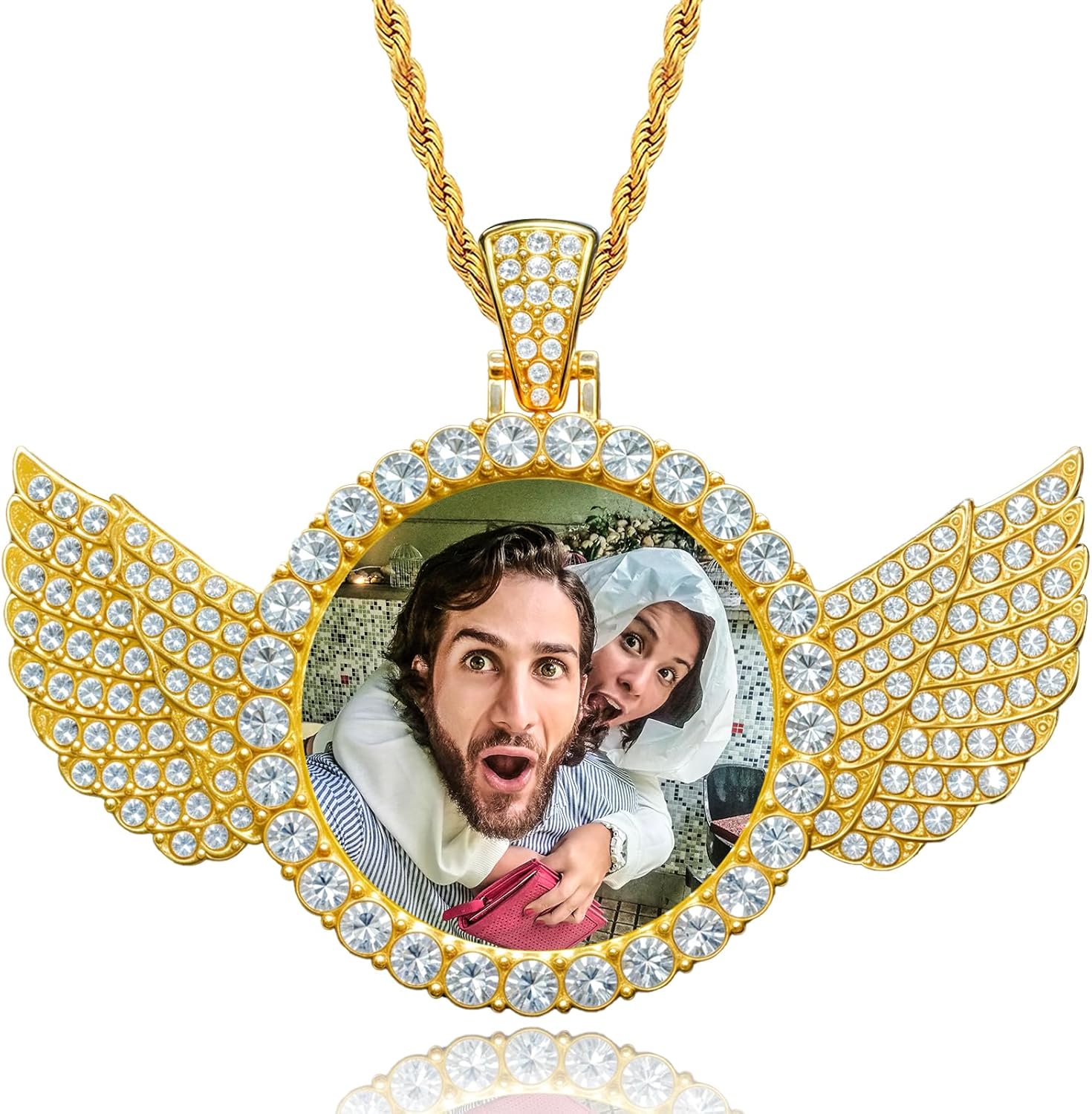 Skiennix Custom Circle Chain Necklace - Personalized Photo Pendant for Men & Women | Unique Memorial Gift