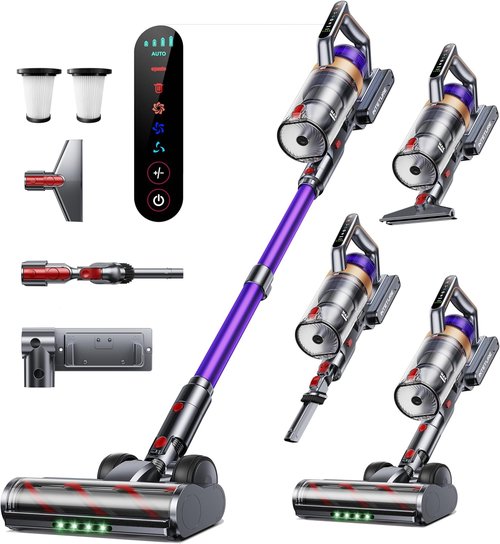 INTETURE Cordless Vacuum Cleaner - 650W 55KPA Suction Power | 70 Mins Runtime, Anti-Tangle Design, Touch Screen