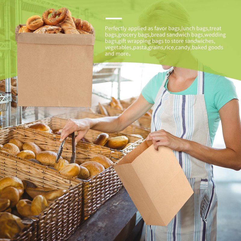 MATUFF 16 Lb Heavy Duty Kraft Paper Bags 60 Pcs Bulk, 9.8x5.5x13 Inch - Natural Brown Grocery Bags for Large Snacks, Takeout, Bakery, Restaurant | Sandwich & Lunch bags for Household, Shopping