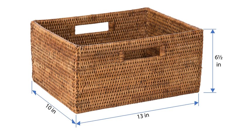 KOUBOO La Jolla Rattan Shelf Handles, Medium, Honey-Brown Storage Basket,