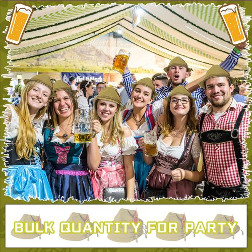 Hoosige 12 Pcs Oktoberfest Hats German Hats with Feather Bavarian Hats Costume Felt Hat for Halloween Adult Cosplay(Green Feather)