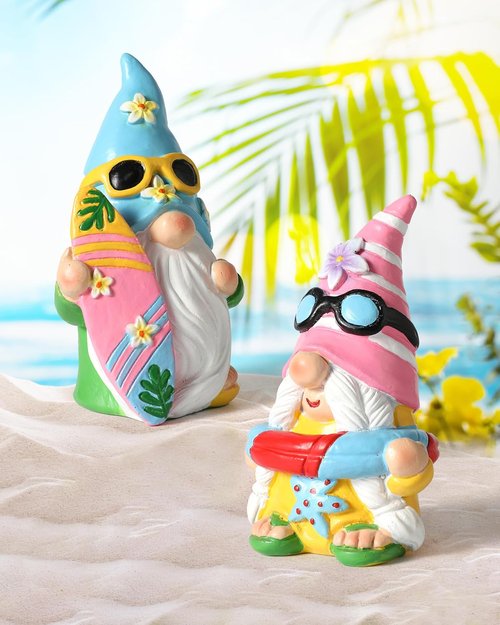 iStatue Pool Gnomes - 2PCS Funny Hand-Painted Resin Statues for Beach Decor | Summer Garden Gifts