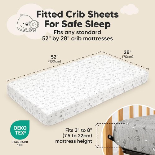 KeaBabies 2-Pack Muslin Crib Sheets - 100% Organic Cotton, Soft & Breathable, Neutral Woodland Design, 52x28
