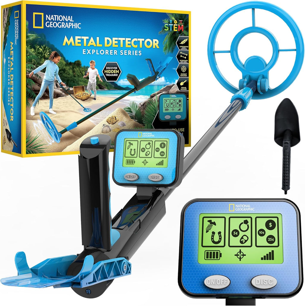 National Geographic Metal Detector for Kids - Waterproof 7.4" Coil, Lightweight Gold Detector with LCD Display