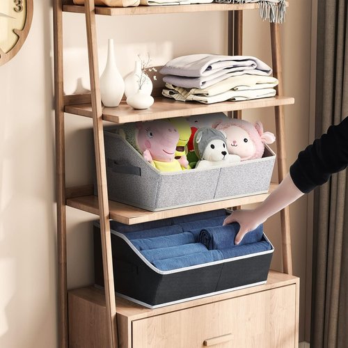 Homsorout Closet Organizers - 6 Large Fabric Storage Bins with Handles for Efficient Shelf Organization