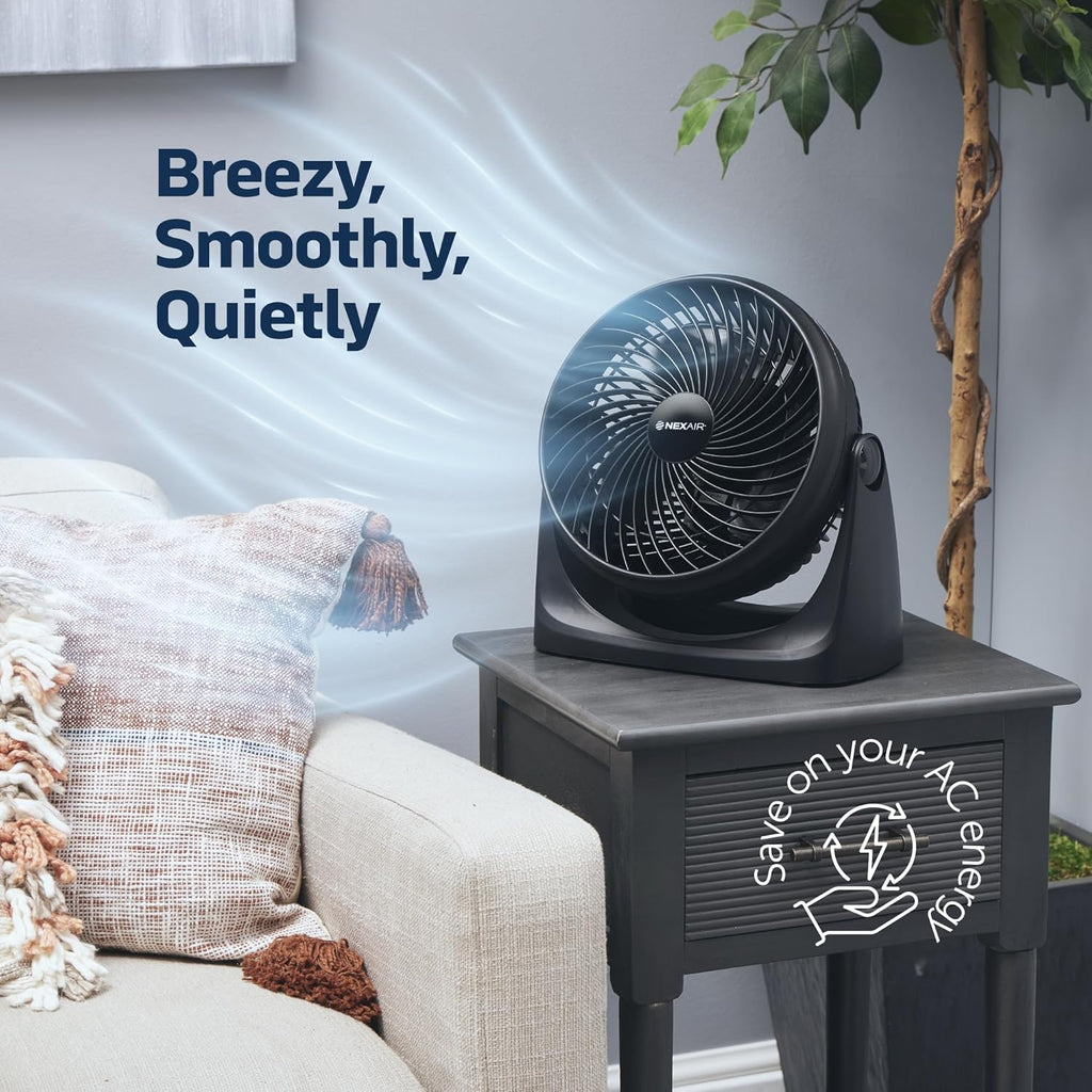 NEXAIR 7" Portable Turbo Fan - 3 Speed Adjustable Air Circulator for Quiet Cooling | Ideal for Bedroom & Office