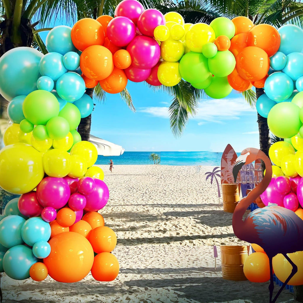 Skiennix Tropical Balloon Arch Kit - 119 Pcs Hawaiian Latex Balloons for Summer Party Decor