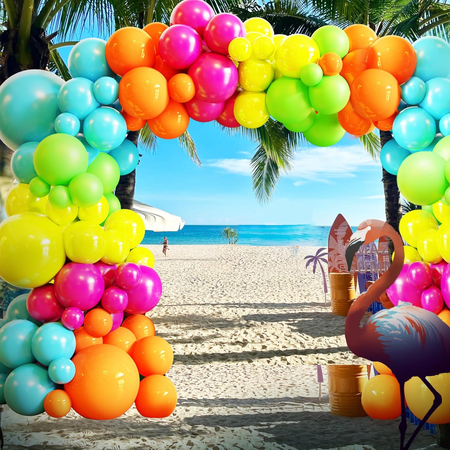 Skiennix Tropical Balloon Arch Kit - 119 Pcs Hawaiian Latex Balloons for Summer Party Decor