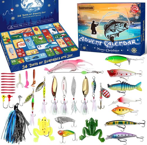 Fishing Advent Calendar 2026 - 24-Day Countdown Fishing Lure Tackle Kit for Men | Perfect Christmas Gift for Dad or Boyfriend