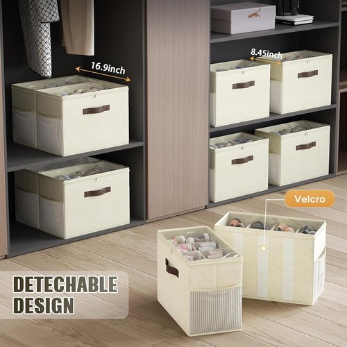 Budding Joy 90L Large Storage Bags - 6 Pack Foldable Closet Organizers & 2 Pack Clear Shoe Storage