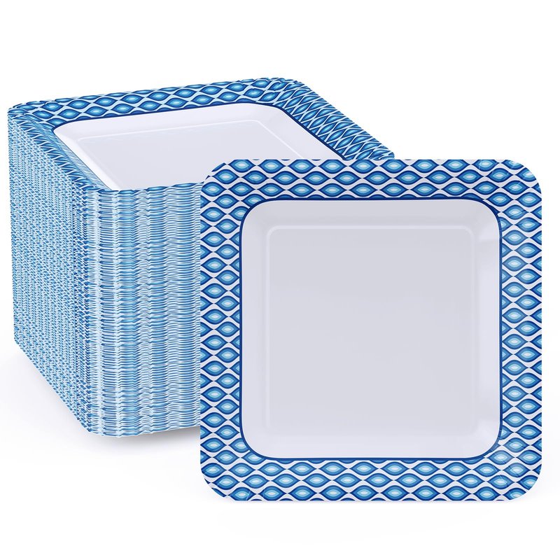MUCHII 10 Inch Square Paper Plates, 140 Count Heavy Duty Bulk Disposable Paper Plates for Daily Use, Family Gatherings, Parties, Picnic
