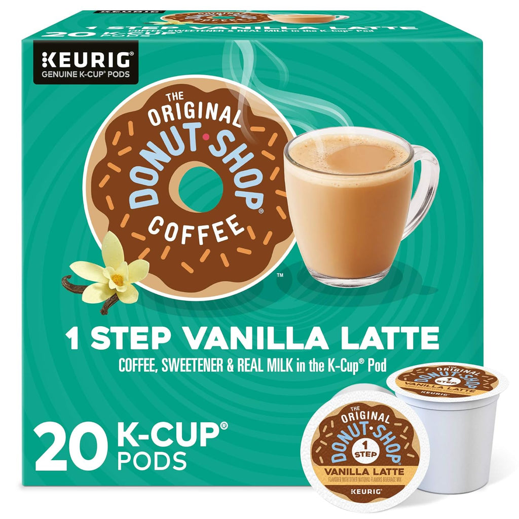 Original Donut Shop Vanilla Latte K-Cup Pods - Flavored Coffee, 20 Count for Keurig