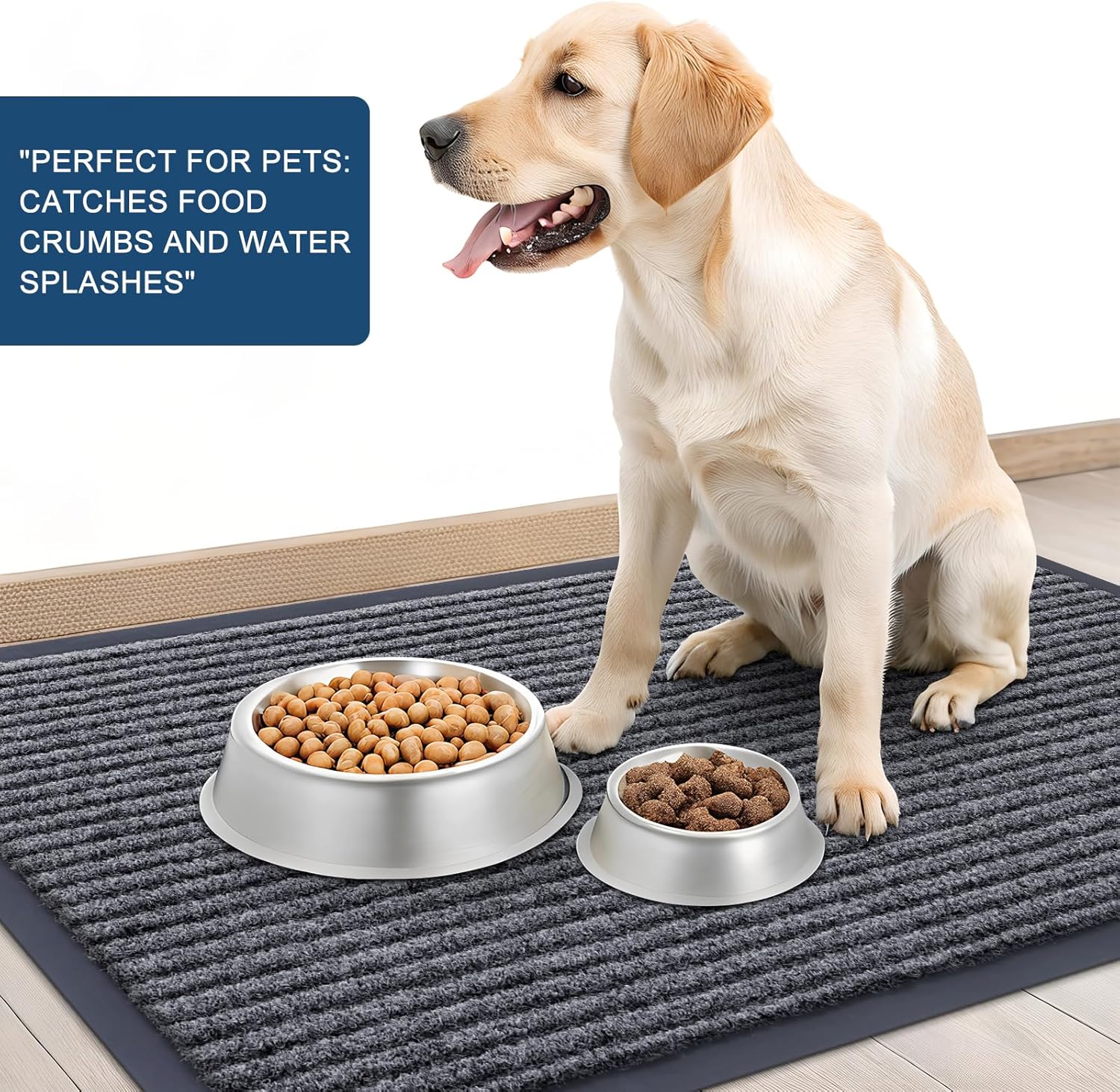 OLANLY Indoor Outdoor Front Door Mats - Waterproof Heavy Duty Doormat | 2-Pack, 29.5 x 17 Inch, Grey