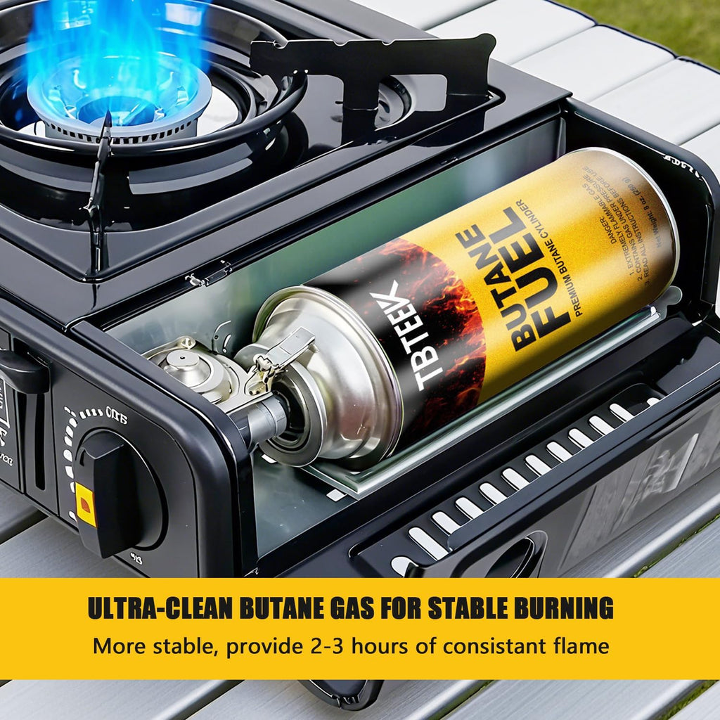 TBTeek Butane Fuel Canister - Premium 8 oz Pure Refined Butane Gas Refill | 3-Pack for Kitchen Torch, Camping & Grilling
