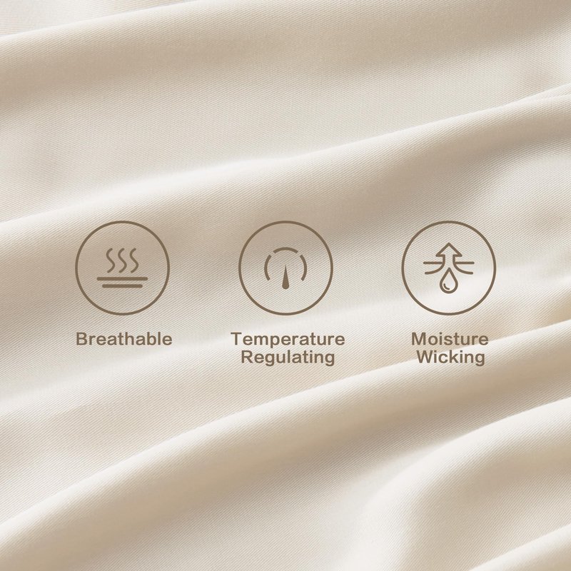 Andency King Size Sheets Set, 100% Viscose Derived from Bamboo, Cooling Summer King Sheets, Deep Pocket Up to 16", Silky Soft Bed Sheets, Hotel Breathable Bedding Sheets & Pillowcases, Beige