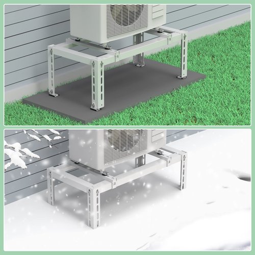 Memrita Mini Split Ground Stand for 9,000-24,000 BTU Air Conditioners Heat Pump System, Heavy Duty Adjustable Mini Split Stand for Outdoor AC Unit, Condenser Base