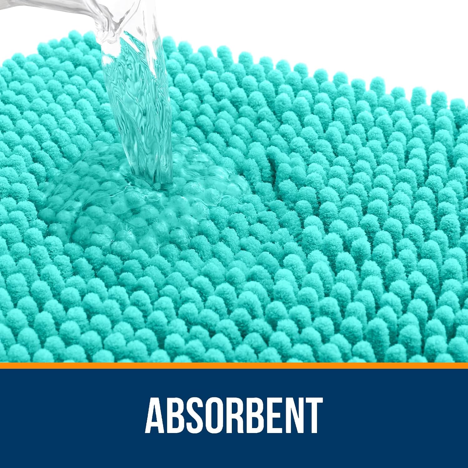 OLANLY Bathroom Rugs - Extra Soft Absorbent Chenille Bath Mats | Quick Dry, Machine Washable, Teal 30x20