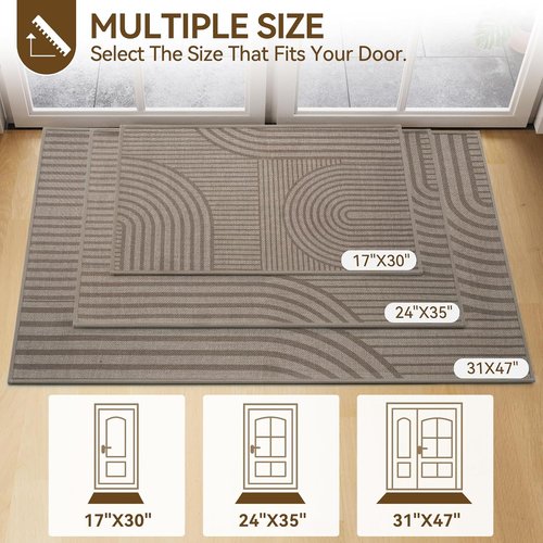 Front Door Mat - Absorbent Non-Slip Indoor Doormat | Easy Clean 17''x30'' Brown
