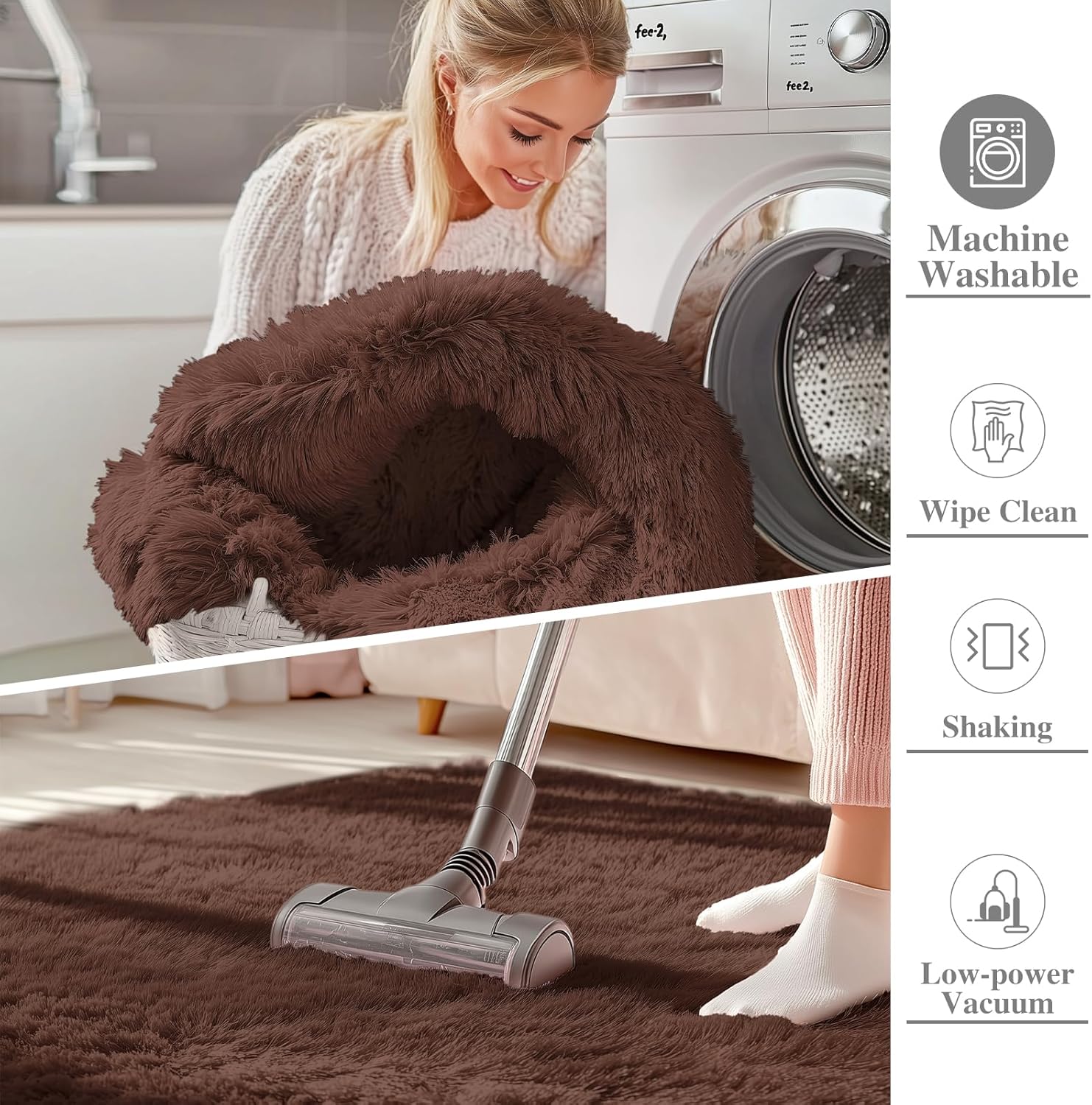 OLANLY Accent Rug - Soft Fluffy Shaggy Area Rug for Bedroom & Living Room | Machine Washable 3x4 ft
