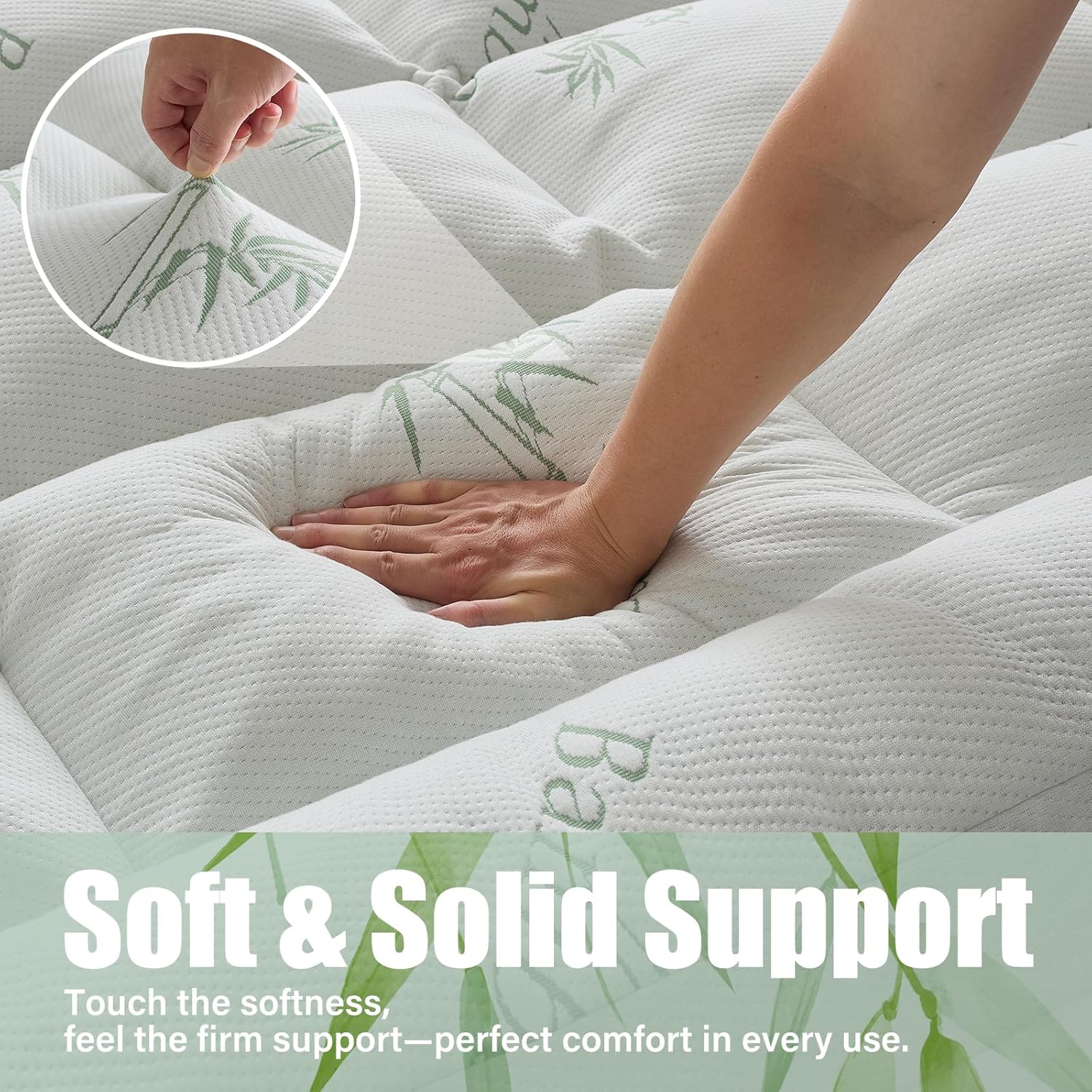 WhatsBedding 5-Inch Memory Foam Mattress Topper - Soft Bamboo Viscose, Breathable Queen Size, 80x60x5in