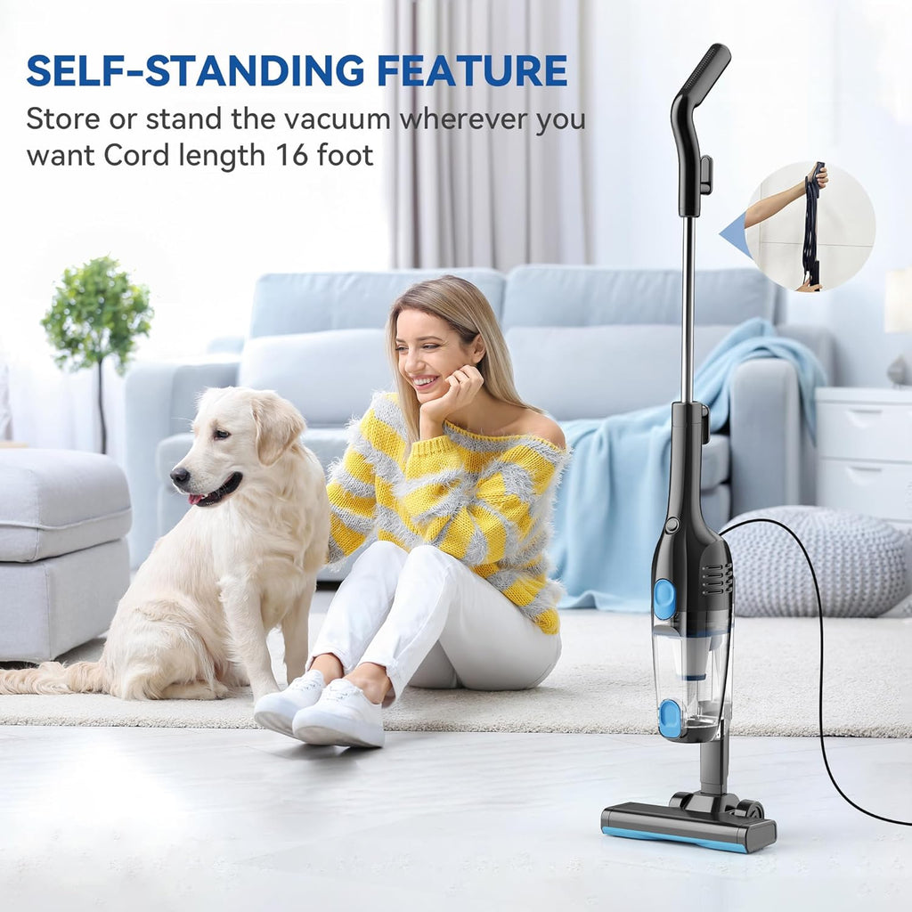 Vazone R6X Corded Stick Vacuum - 20Kpa Powerful Suction | 16Ft Cord, 2-in-1 Handheld for Pet Hair & Hardwood Floors