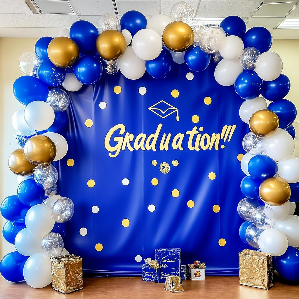 RUBFAC Royal Blue Balloon Set - 129 Pieces in Various Sizes for Graduation, Birthday & Party Decor
