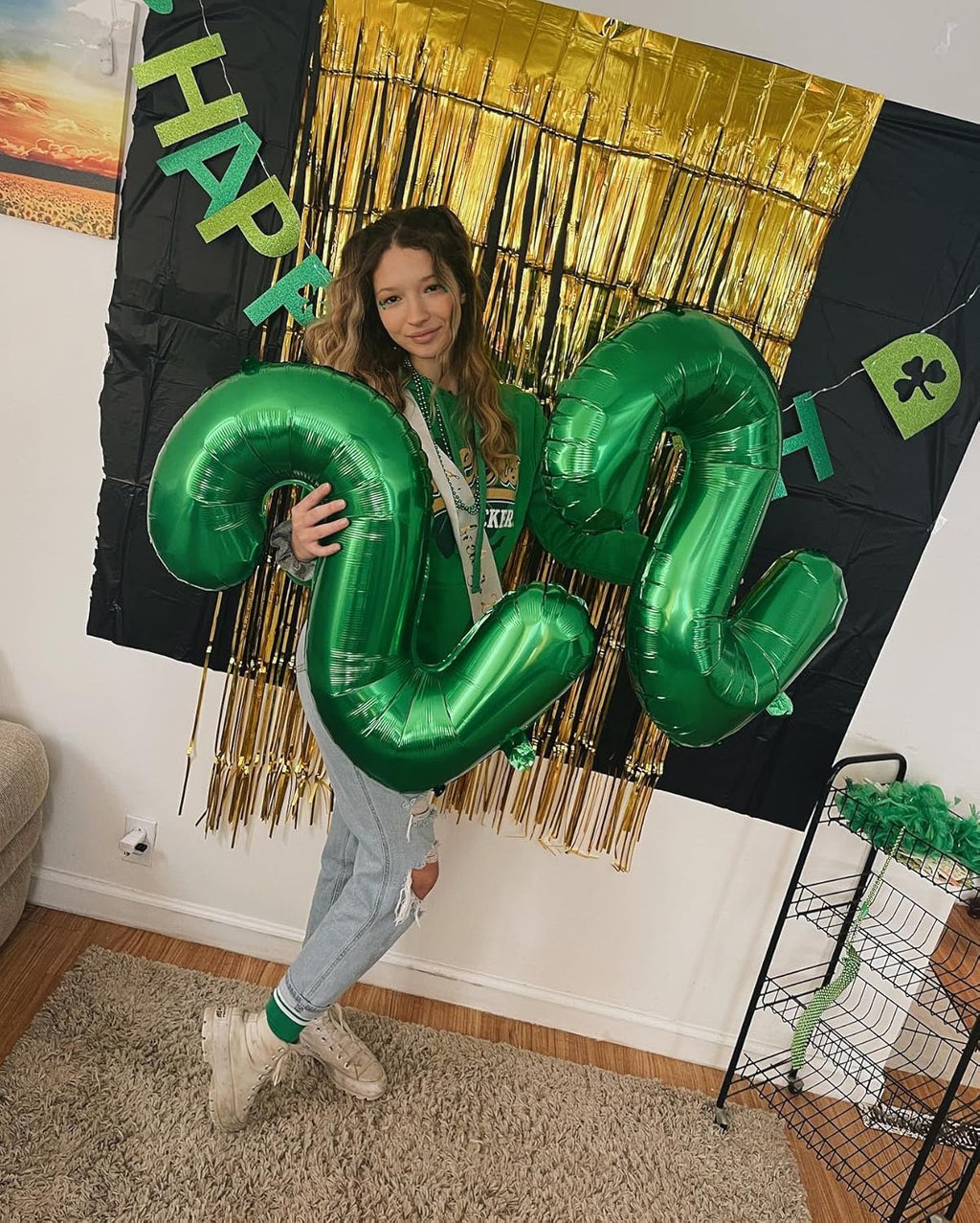 Number 6 Balloon - 40 Inch Green Balloon for St. Patrick's Day Party Decorations