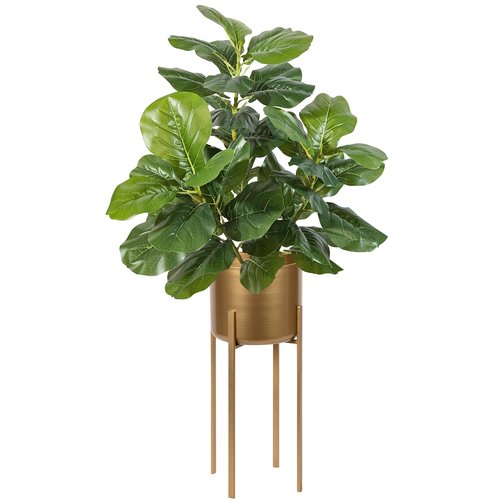 Artificial Fiddle Leaf Fig Tree Fake Potted Ficus Lyrata for Home Decor Office Decoration 3 feet Large Faux Plant with 49 Leaves Nursery Pot