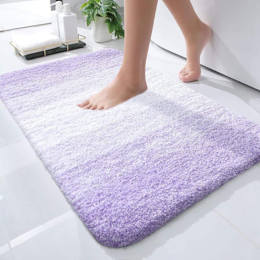 OLANLY Microfiber Bath Rug Mat - Extra Soft & Absorbent | Quick-Dry, Washable 24x16, Light Purple