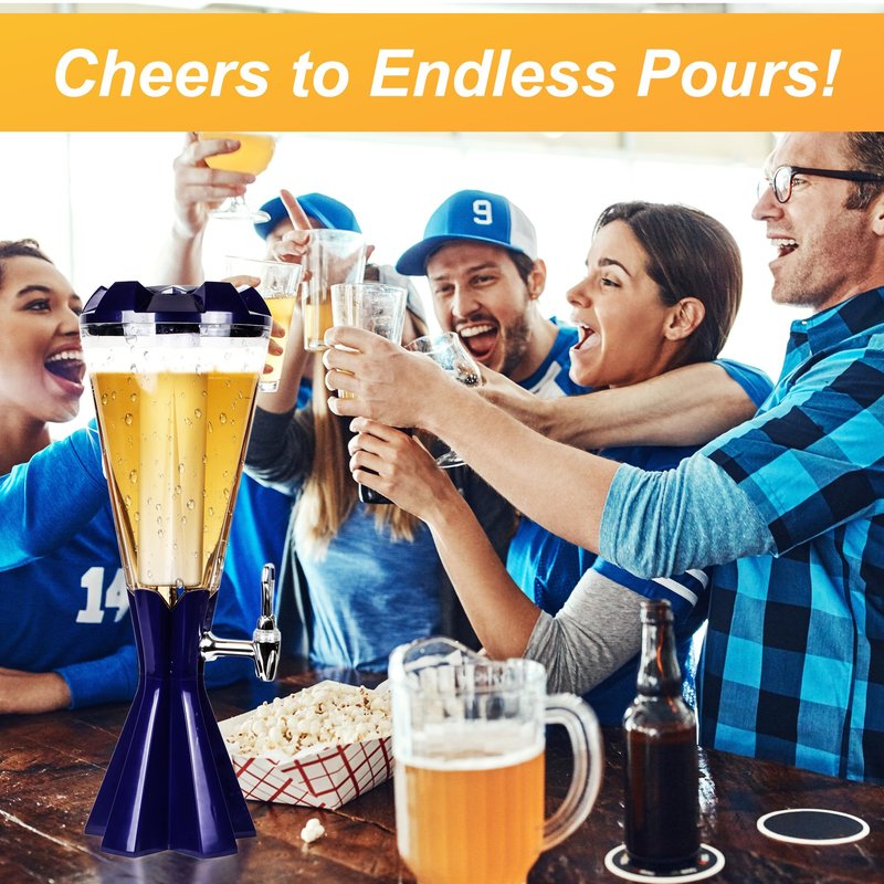 SERdeerCH 3L Beer Tower Drink Dispenser with Ice Tube & LED Light - Ideal for Home, Bar, Party