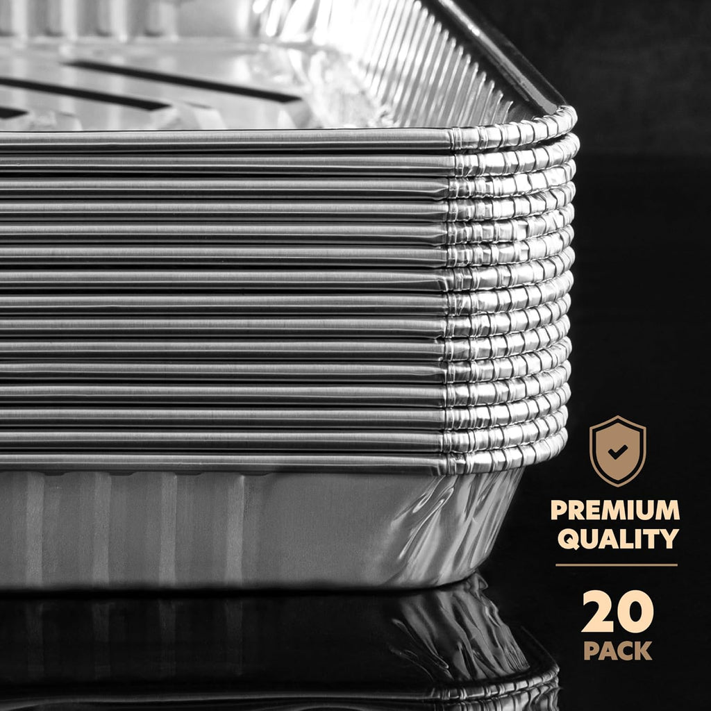 PlasticPro Aluminum Cookie Sheets - Premium Quality Heavy-Duty Disposable Pans | 9'' x 13'' | 20 Pack