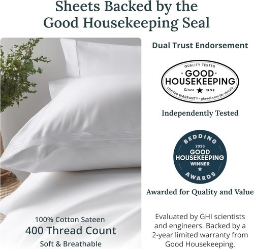 California Design Den 400 Thread Count Full Size Sheet Sets - Soft, Breathable 100% Cotton Sateen | Light Grey, 2-Pack