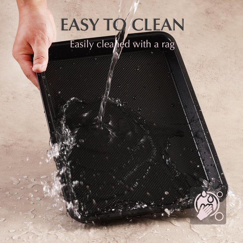 Large Baking Sheet Set of 3, UUKRAVE Cookie Sheets For Baking Non Toxic with Diamond Non Stick Base, PFAS/PTFE/PFOA-Free, Half/Quarter/Jelly Roll Pans, 0.8mm Thick Heavy Duty Cookie Tray, Black